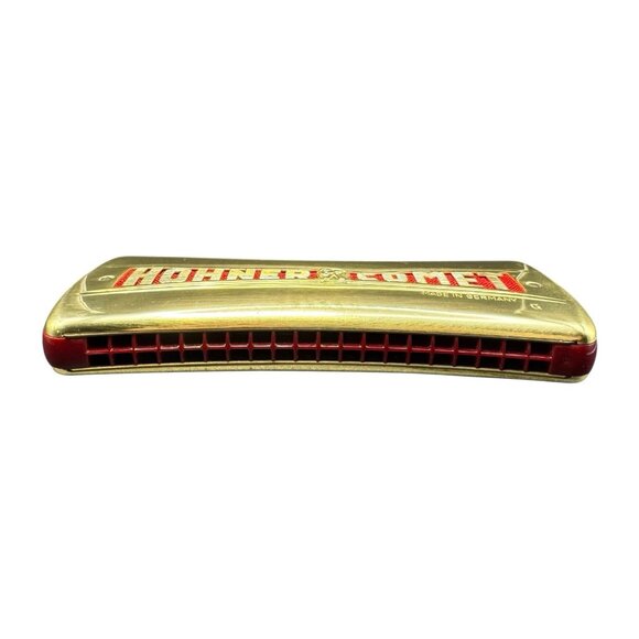 Vintage Hohner Comet Harmonica No. 3427 Key of C Gold Made in Germany w/ Case - Picture 3 of 9